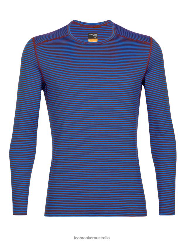 Icebreaker Men Merino 200 Oasis Long Sleeve Crewe Thermal TopLazurite/Espresso 80BXXP445 Clothing