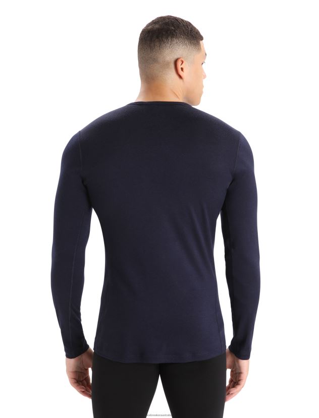 Icebreaker Men Merino 200 Oasis Long Sleeve Crewe Thermal TopMidnight Navy 80BXXP134 Clothing