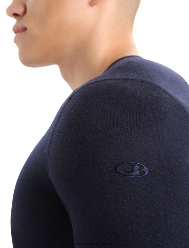 Icebreaker Men Merino 200 Oasis Long Sleeve Crewe Thermal TopMidnight Navy 80BXXP134 Clothing