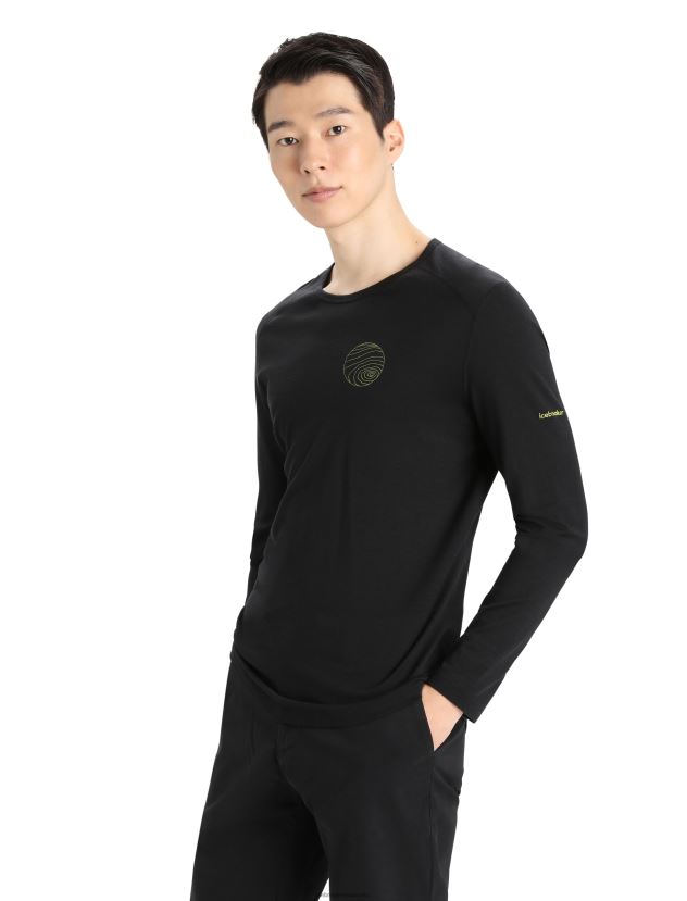 Icebreaker Men Merino 200 Oasis Long Sleeve Crewe Thermal Top Alps 3DBlack 80BXXP426 Clothing