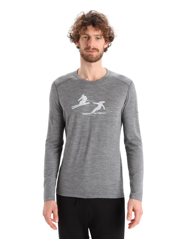 Icebreaker Men Merino 200 Oasis Long Sleeve Crewe Thermal Top Last RunGritstone Heather 80BXXP434 Clothing