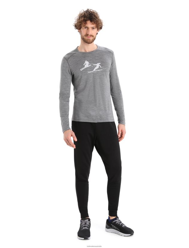Icebreaker Men Merino 200 Oasis Long Sleeve Crewe Thermal Top Last RunGritstone Heather 80BXXP434 Clothing