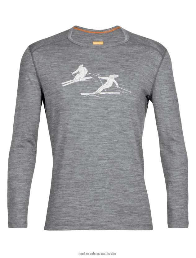 Icebreaker Men Merino 200 Oasis Long Sleeve Crewe Thermal Top Last RunGritstone Heather 80BXXP434 Clothing