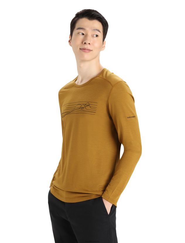 Icebreaker Men Merino 200 Oasis Long Sleeve Crewe Thermal Top Ski StripesClove 80BXXP447 Clothing