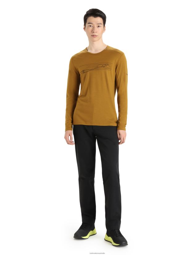 Icebreaker Men Merino 200 Oasis Long Sleeve Crewe Thermal Top Ski StripesClove 80BXXP447 Clothing