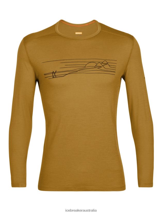 Icebreaker Men Merino 200 Oasis Long Sleeve Crewe Thermal Top Ski StripesClove 80BXXP447 Clothing