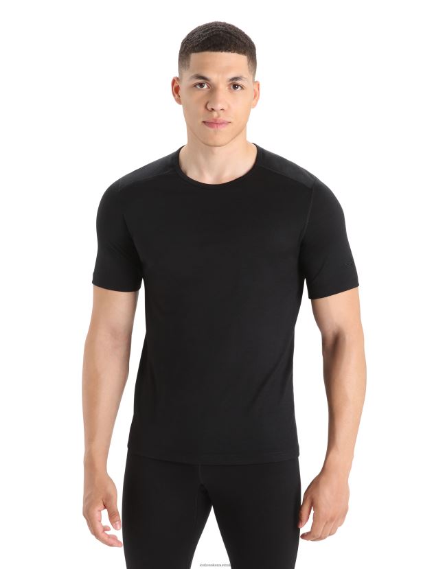 Icebreaker Men Merino 200 Oasis Short Sleeve Crewe Thermal TopBlack 80BXXP153 Clothing