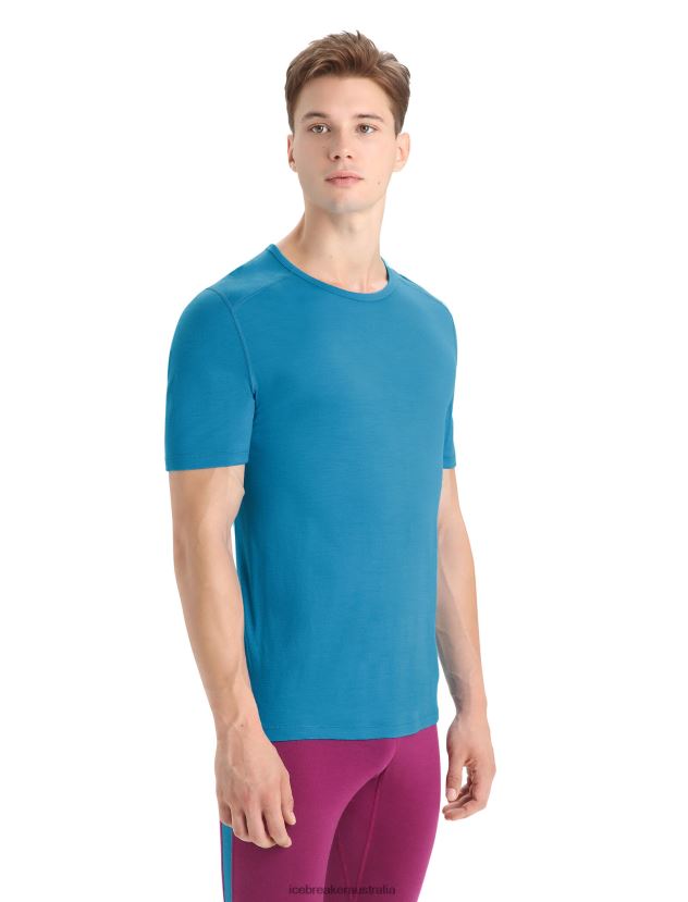 Icebreaker Men Merino 200 Oasis Short Sleeve Crewe Thermal TopGeo Blue 80BXXP156 Clothing