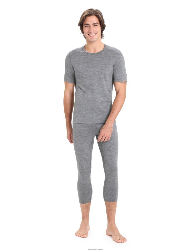 Icebreaker Men Merino 200 Oasis Short Sleeve Crewe Thermal TopGritstone Heather 80BXXP154 Clothing