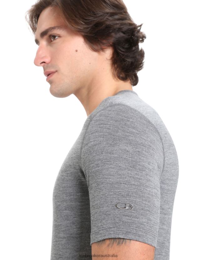 Icebreaker Men Merino 200 Oasis Short Sleeve Crewe Thermal TopGritstone Heather 80BXXP154 Clothing