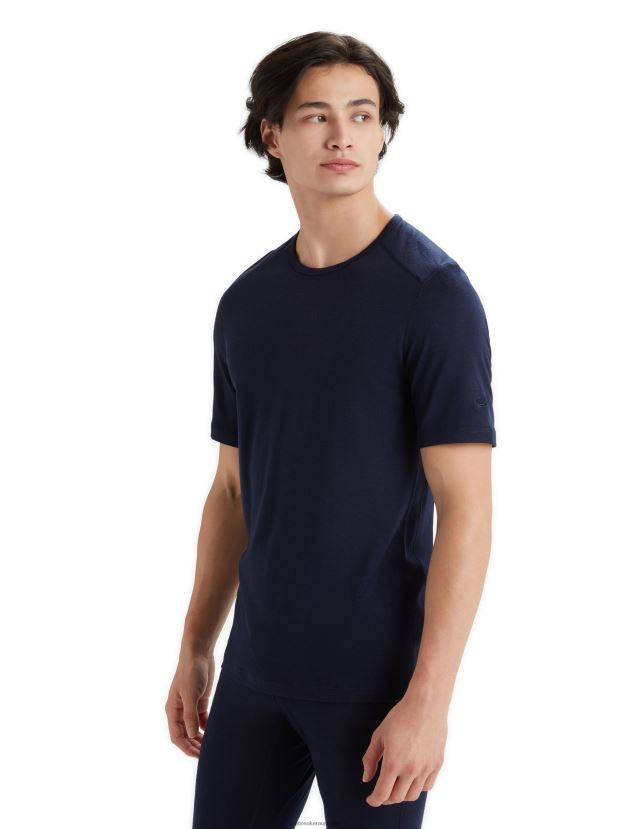 Icebreaker Men Merino 200 Oasis Short Sleeve Crewe Thermal TopMidnight Navy 80BXXP155 Clothing