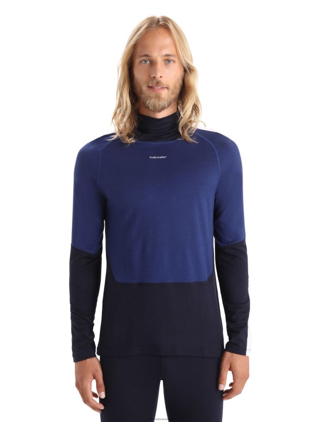 Icebreaker Men Merino 200 Sonebula Long Sleeve High Neck Thermal TopMidnight Navy/Royal Navy 80BXXP185 Clothing
