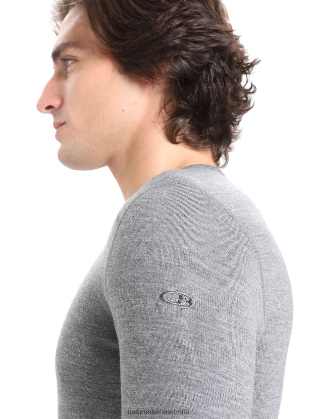 Icebreaker Men Merino 260 Tech Long Sleeve Crewe Thermal TopGritstone Heather 80BXXP141 Clothing