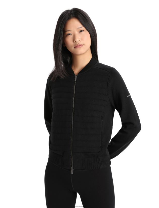 Icebreaker Women City Label ZoneKnit Merino Insulated Knit BomberBlack 80BXXP683 Clothing