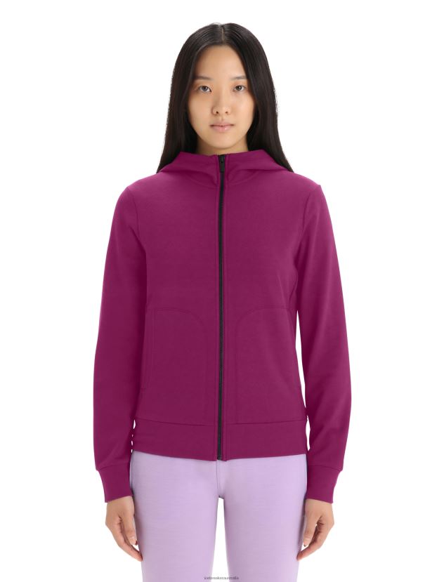 Icebreaker Women Merino Central Classic Long Sleeve Zip HoodieGo Berry 80BXXP702 Clothing