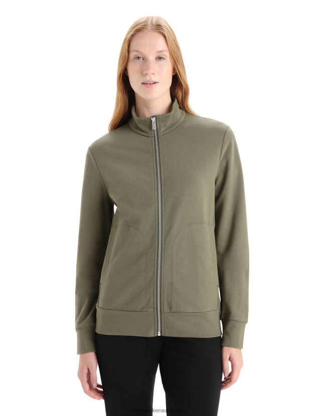 Icebreaker Women Merino Central Classic Long Sleeve Zip SweatshirtLoden 80BXXP709 Clothing