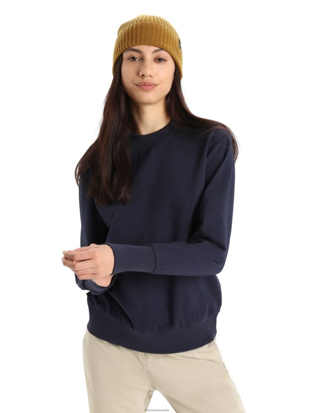 Icebreaker Women Merino Central II Long Sleeve SweatshirtMidnight Navy 80BXXP704 Clothing