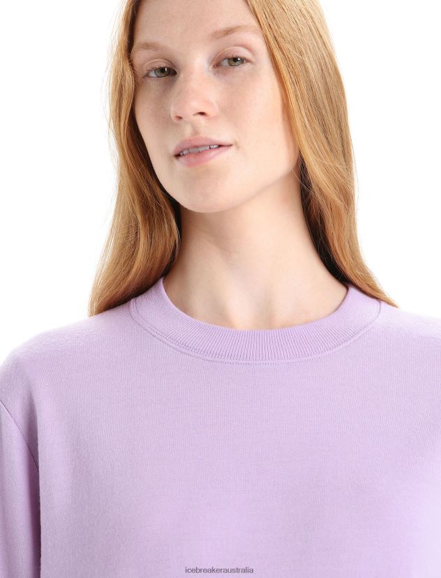 Icebreaker Women Merino Crush Long Sleeve SweatshirtPurple Gaze 80BXXP708 Clothing