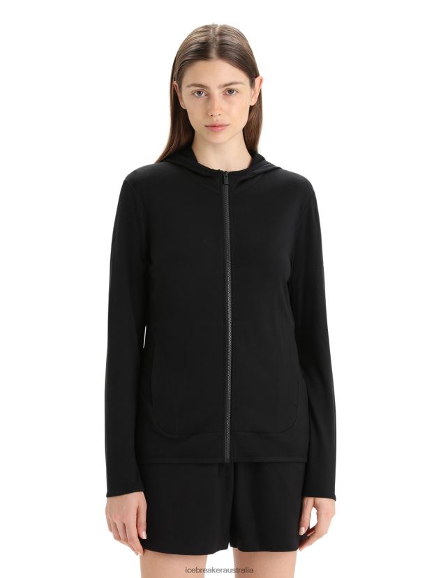 Icebreaker Women Merino Granary Long Sleeve Zip HoodieBlack 80BXXP716 Clothing