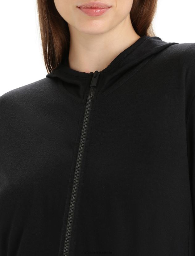Icebreaker Women Merino Granary Long Sleeve Zip HoodieBlack 80BXXP716 Clothing