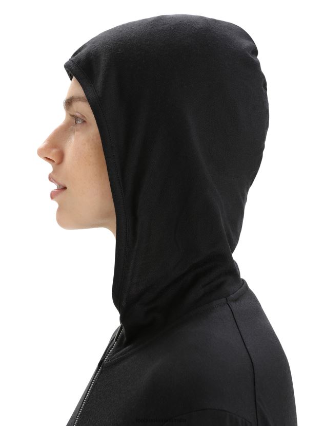 Icebreaker Women Merino Granary Long Sleeve Zip HoodieBlack 80BXXP716 Clothing