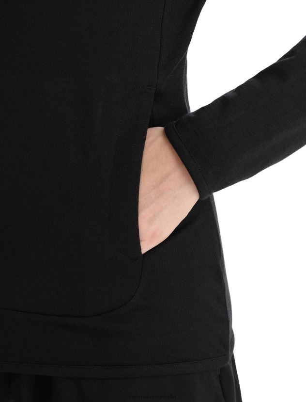 Icebreaker Women Merino Granary Long Sleeve Zip HoodieBlack 80BXXP716 Clothing