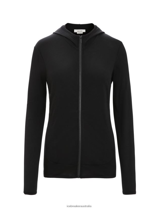 Icebreaker Women Merino Granary Long Sleeve Zip HoodieBlack 80BXXP716 Clothing
