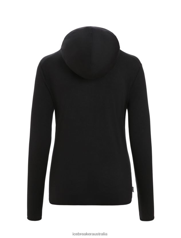 Icebreaker Women Merino Granary Long Sleeve Zip HoodieBlack 80BXXP716 Clothing