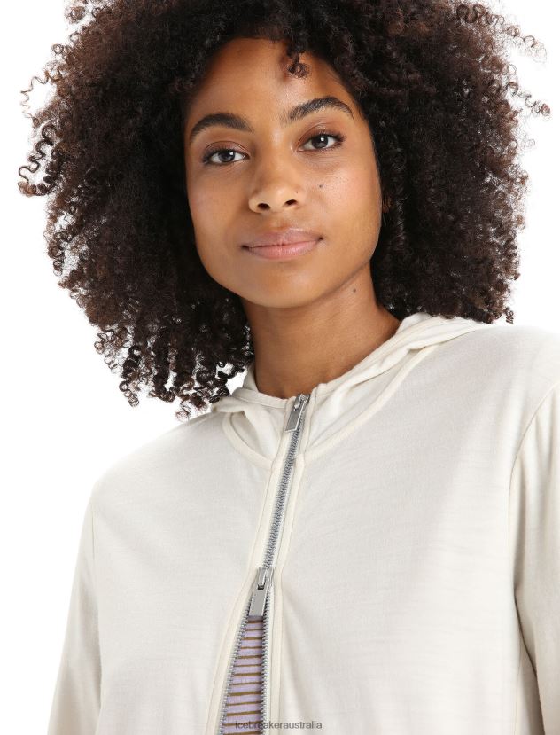 Icebreaker Women Merino Granary Long Sleeve Zip HoodieChalk 80BXXP717 Clothing