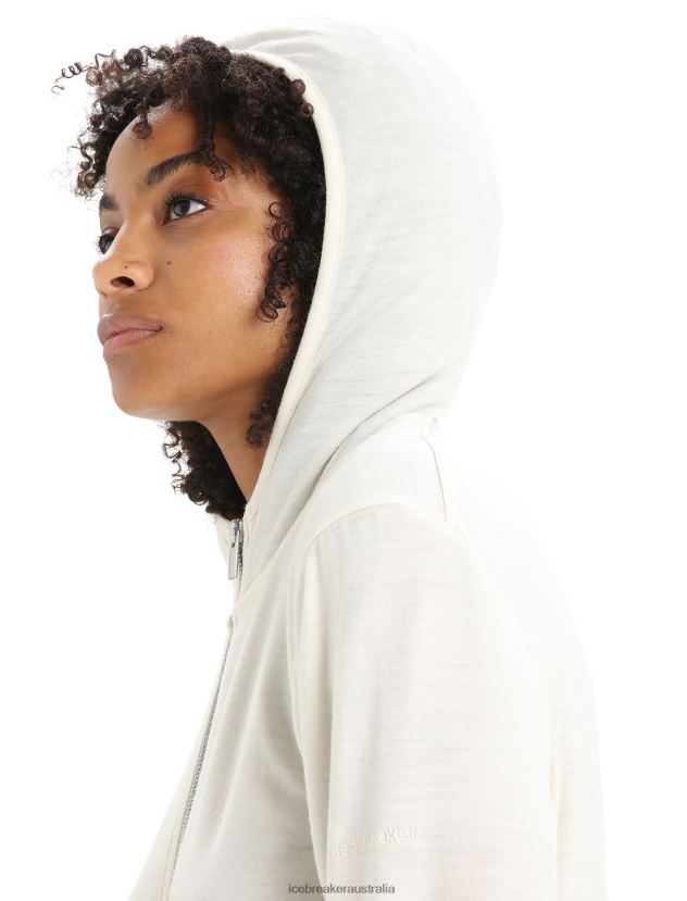 Icebreaker Women Merino Granary Long Sleeve Zip HoodieChalk 80BXXP717 Clothing