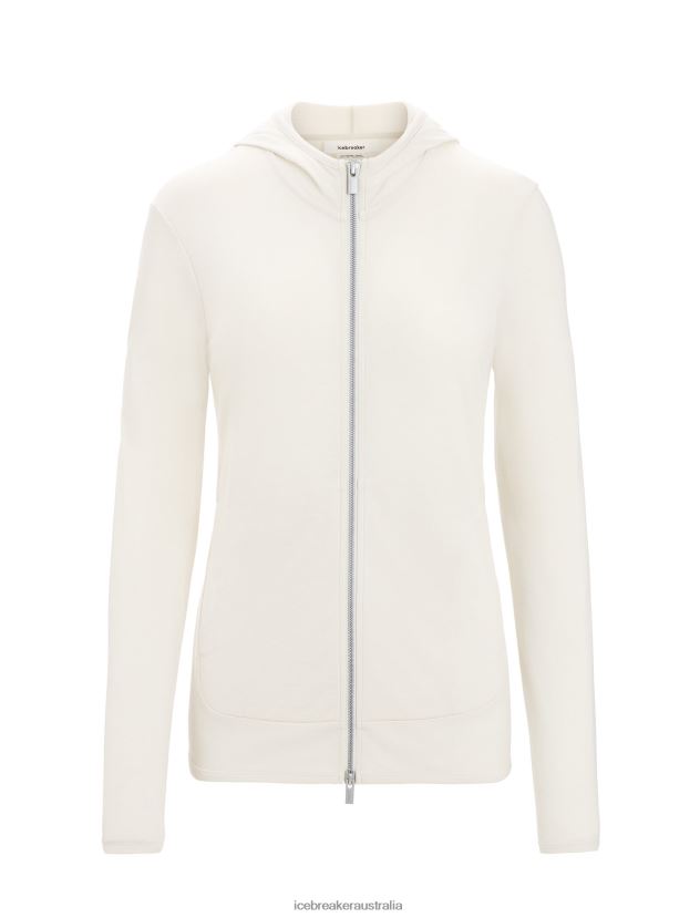 Icebreaker Women Merino Granary Long Sleeve Zip HoodieChalk 80BXXP717 Clothing