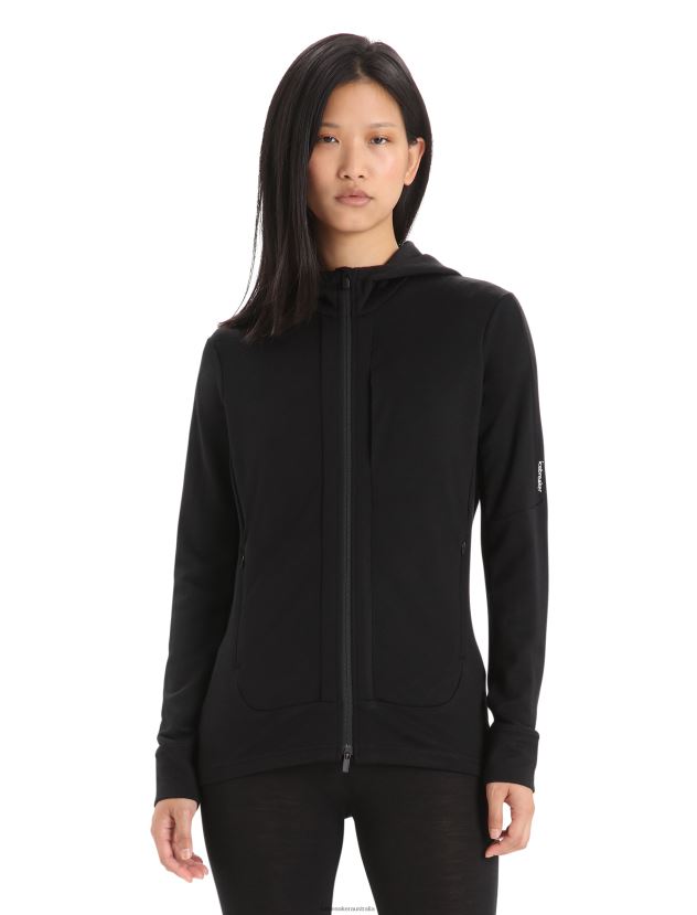 Icebreaker Women Merino Quantum III Long Sleeve Zip HoodieBlack 80BXXP697 Clothing