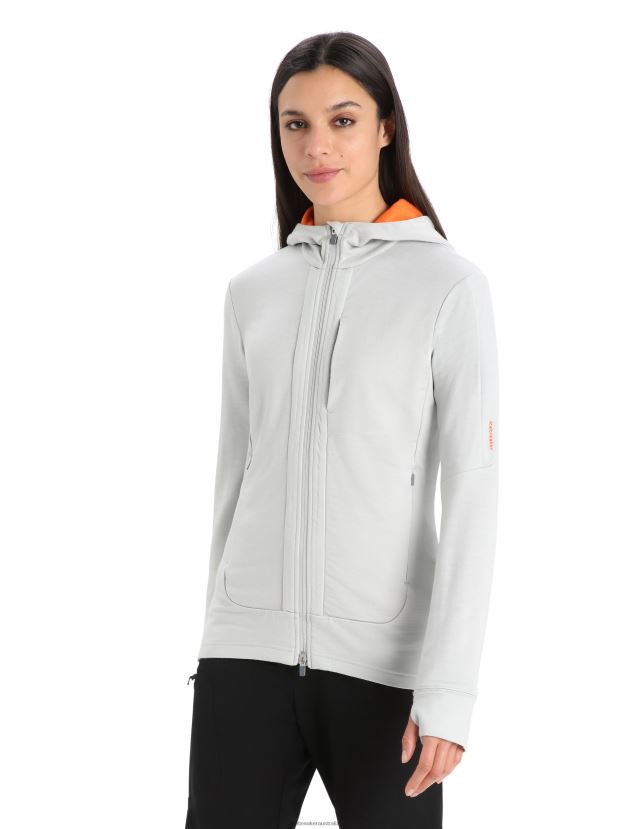 Icebreaker Women Merino Quantum III Long Sleeve Zip HoodieEther/Flash 80BXXP897 Clothing