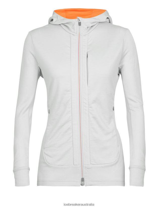 Icebreaker Women Merino Quantum III Long Sleeve Zip HoodieEther/Flash 80BXXP897 Clothing