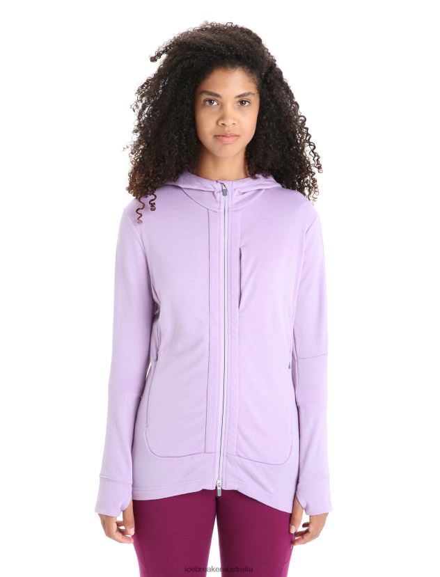Icebreaker Women Merino Quantum III Long Sleeve Zip HoodiePurple Gaze/Go Berry 80BXXP699 Clothing