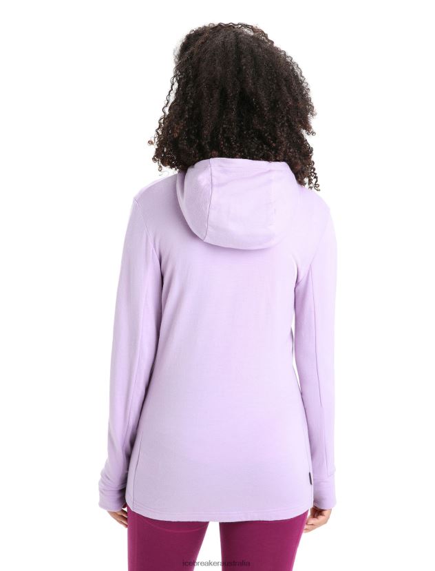 Icebreaker Women Merino Quantum III Long Sleeve Zip HoodiePurple Gaze/Go Berry 80BXXP699 Clothing