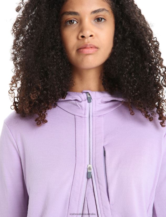 Icebreaker Women Merino Quantum III Long Sleeve Zip HoodiePurple Gaze/Go Berry 80BXXP699 Clothing