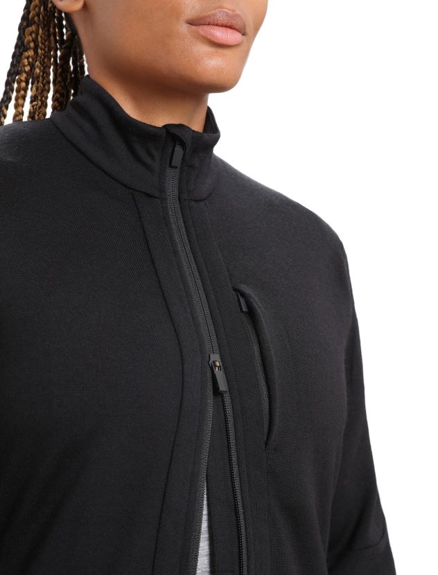 Icebreaker Women Merino Quantum III Long Sleeve Zip JacketBlack 80BXXP714 Clothing