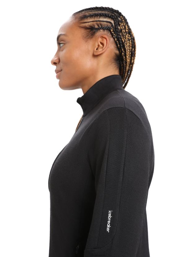 Icebreaker Women Merino Quantum III Long Sleeve Zip JacketBlack 80BXXP714 Clothing