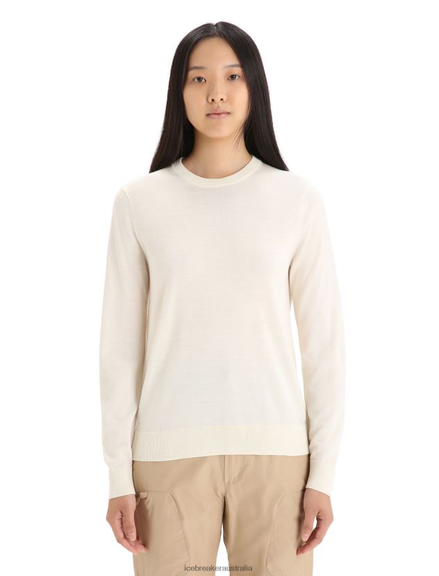 Icebreaker Women Merino Wilcox Long Sleeve SweaterChalk 80BXXP720 Clothing