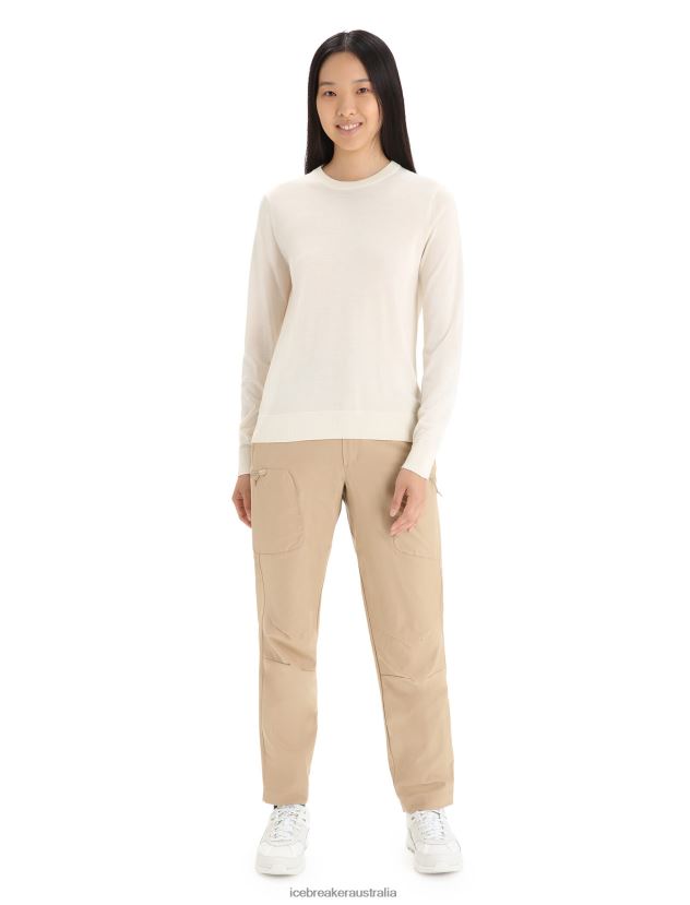 Icebreaker Women Merino Wilcox Long Sleeve SweaterChalk 80BXXP720 Clothing