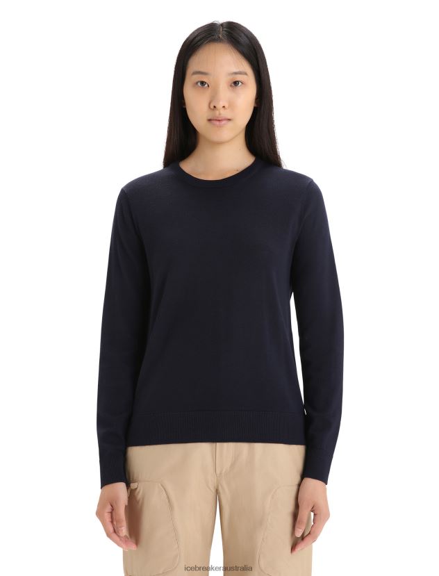 Icebreaker Women Merino Wilcox Long Sleeve SweaterMidnight Navy 80BXXP721 Clothing