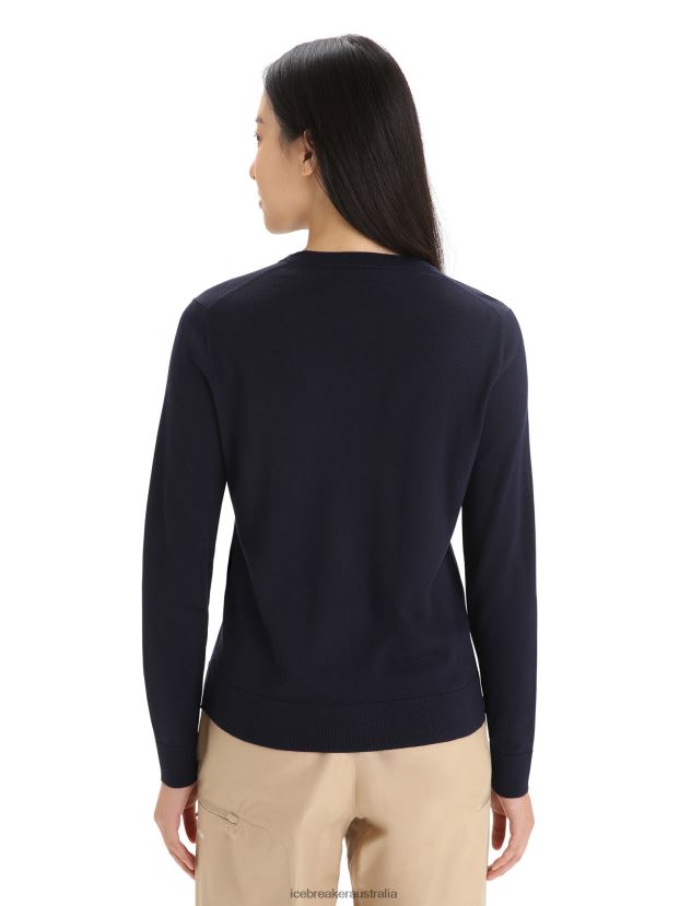 Icebreaker Women Merino Wilcox Long Sleeve SweaterMidnight Navy 80BXXP721 Clothing