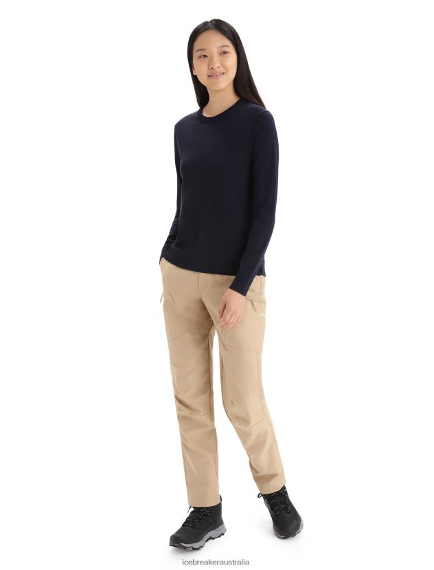 Icebreaker Women Merino Wilcox Long Sleeve SweaterMidnight Navy 80BXXP721 Clothing