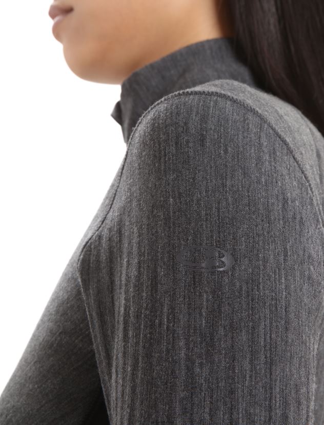 Icebreaker Women RealFleece Merino Descender Long Sleeve Zip JacketJet Heather/Black 80BXXP701 Clothing