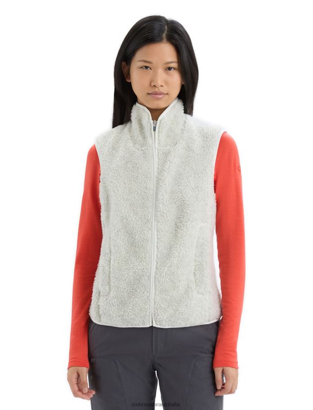 Icebreaker Women RealFleece Merino High Pile VestEcru Heather 80BXXP677 Clothing