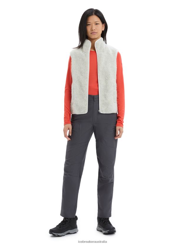 Icebreaker Women RealFleece Merino High Pile VestEcru Heather 80BXXP677 Clothing