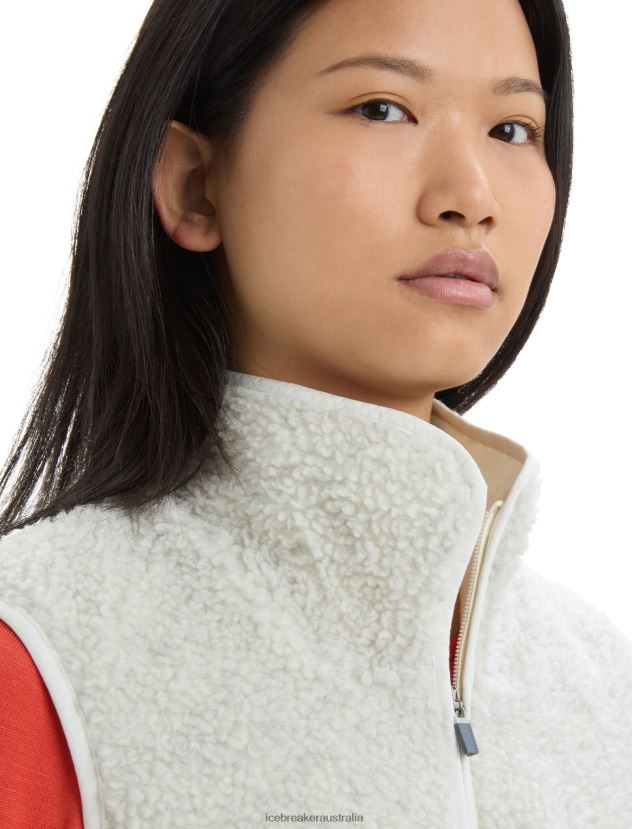 Icebreaker Women RealFleece Merino High Pile VestEcru Heather 80BXXP677 Clothing