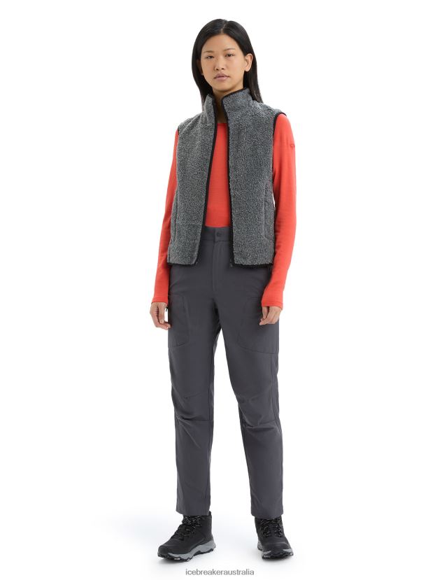 Icebreaker Women RealFleece Merino High Pile VestGritstone Heather 80BXXP678 Clothing