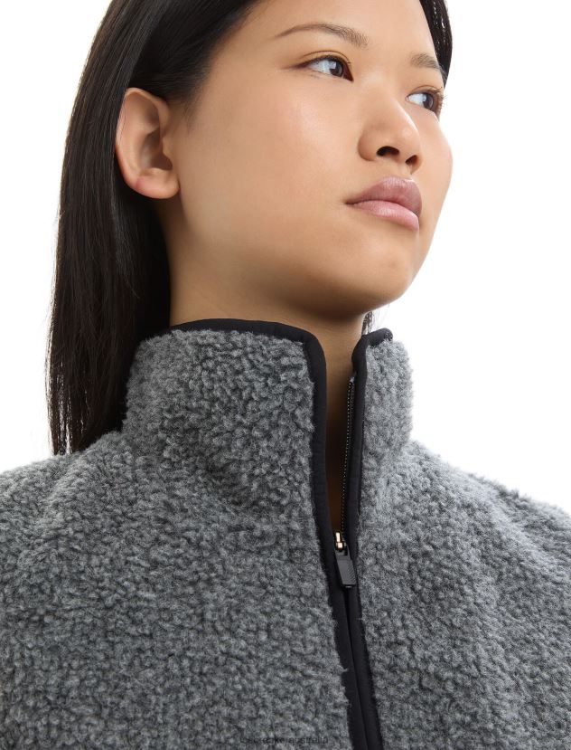 Icebreaker Women RealFleece Merino High Pile VestGritstone Heather 80BXXP678 Clothing